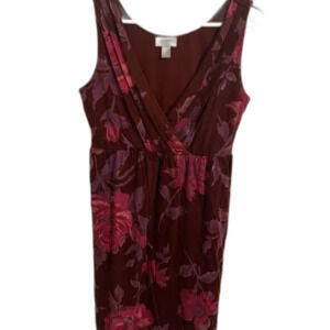 LOFT Floral Sleeveless V-Neck Dress Size S